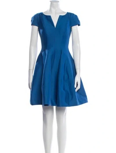 Pre-owned Halston Heritage V-neck Mini Dress In Blue