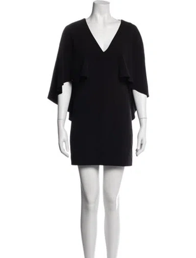 Pre-owned Halston Heritage V-neck Mini Dress In Blue