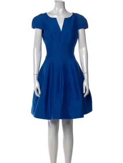 Pre-owned Halston Heritage V-neck Mini Dress In Blue