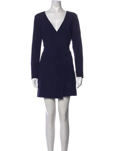 Pre-owned Halston Heritage V-neck Mini Dress In Blue