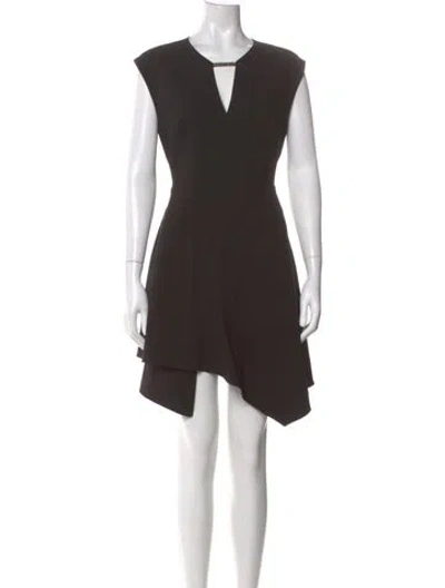 Pre-owned Halston Heritage V-neck Mini Dress In Brown