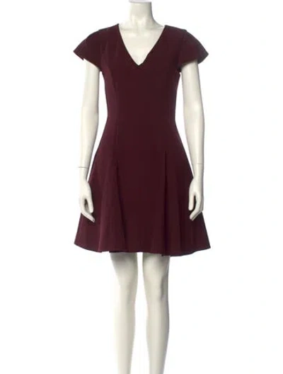 Pre-owned Halston Heritage V-neck Mini Dress In Burgundy