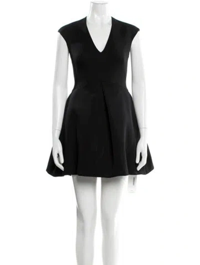Pre-owned Halston Heritage V-neck Mini Dress In Gray