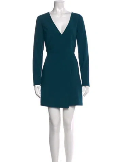 Pre-owned Halston Heritage V-neck Mini Dress In Green