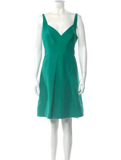 Pre-owned Halston Heritage V-neck Mini Dress In Green