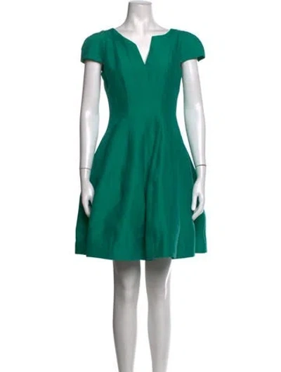 Pre-owned Halston Heritage V-neck Mini Dress In Green