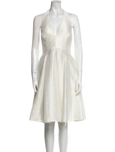 Pre-owned Halston Heritage V-neck Mini Dress In Neutral