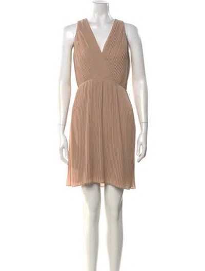Pre-owned Halston Heritage V-neck Mini Dress In Neutral