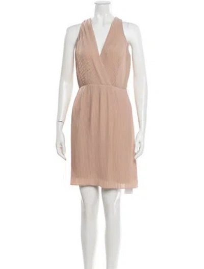 Pre-owned Halston Heritage V-neck Mini Dress In Neutral
