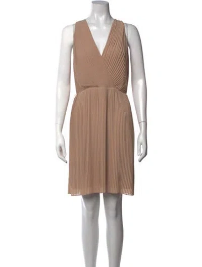 Pre-owned Halston Heritage V-neck Mini Dress In Neutrals