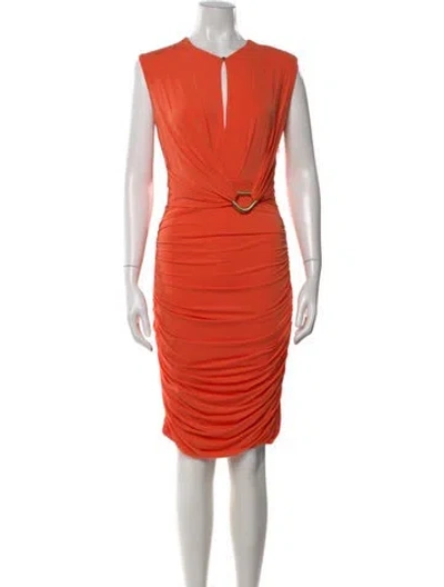 Pre-owned Halston Heritage V-neck Mini Dress In Orange