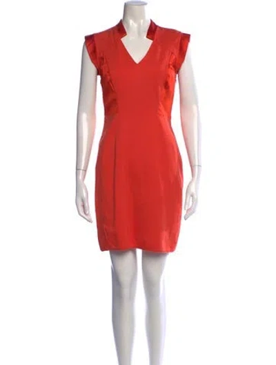 Pre-owned Halston Heritage V-neck Mini Dress In Orange