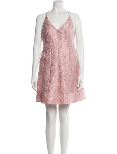 Pre-owned Halston Heritage V-neck Mini Dress In Pink