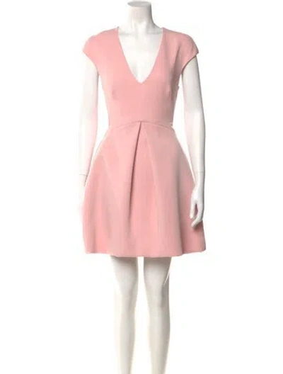 Pre-owned Halston Heritage V-neck Mini Dress In Pink