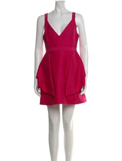 Pre-owned Halston Heritage V-neck Mini Dress In Pink