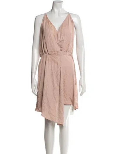 Pre-owned Halston Heritage V-neck Mini Dress In Pink