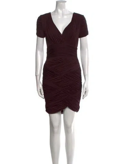 Pre-owned Halston Heritage V-neck Mini Dress In Purple