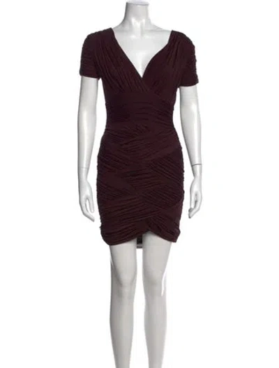 Pre-owned Halston Heritage V-neck Mini Dress In Purple