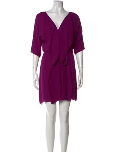 Pre-owned Halston Heritage V-neck Mini Dress In Purple