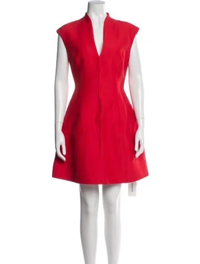 Pre-owned Halston Heritage V-neck Mini Dress In Red