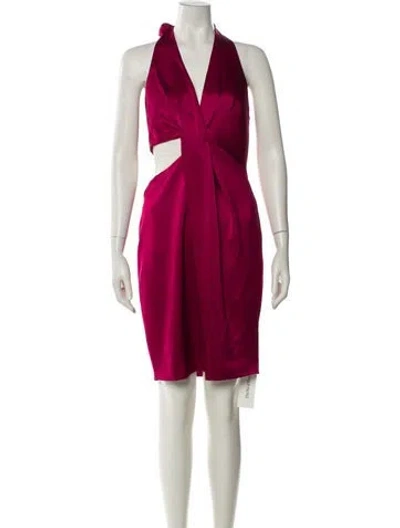 Pre-owned Halston Heritage V-neck Mini Dress In Red