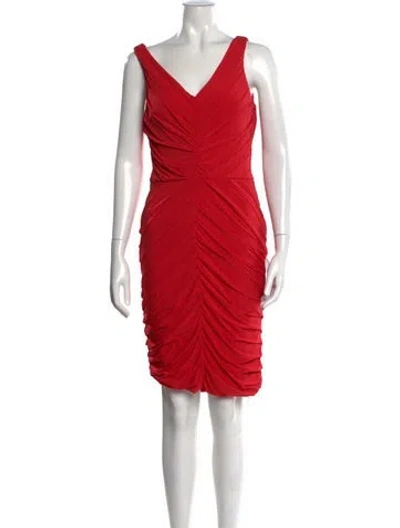 Pre-owned Halston Heritage V-neck Mini Dress In Red