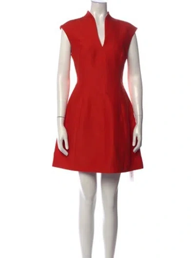 Pre-owned Halston Heritage V-neck Mini Dress In Red
