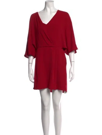 Pre-owned Halston Heritage V-neck Mini Dress In Red