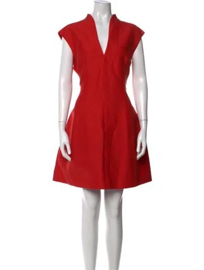 Pre-owned Halston Heritage V-neck Mini Dress In Red