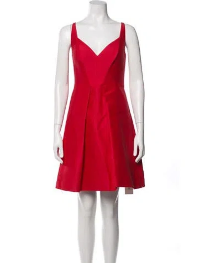 Pre-owned Halston Heritage V-neck Mini Dress In Red