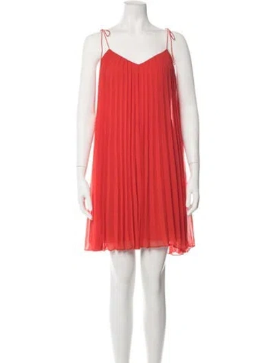Pre-owned Halston Heritage V-neck Mini Dress In Red