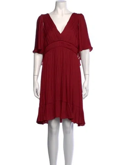 Pre-owned Halston Heritage V-neck Mini Dress In Red