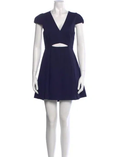 Pre-owned Halston Heritage V-neck Mini Dress W/ Tags In Blue