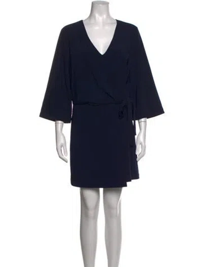 Pre-owned Halston Heritage V-neck Mini Dress W/ Tags In Blue