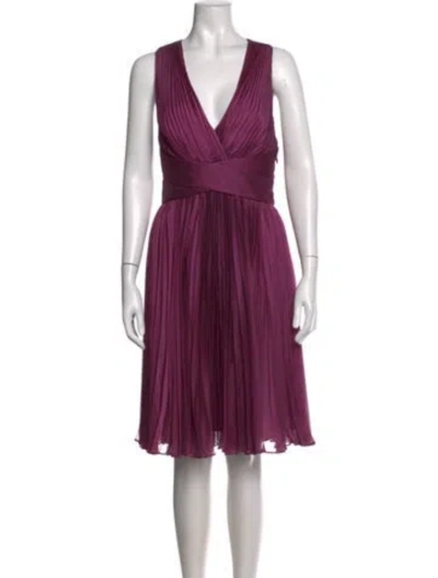 Pre-owned Halston Heritage V-neck Mini Dress W/ Tags In Purple
