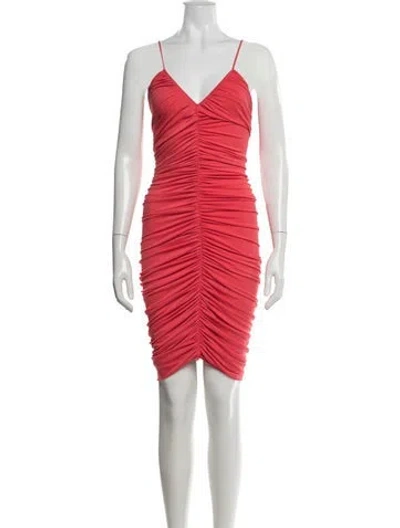 Pre-owned Halston Heritage V-neck Mini Dress W/ Tags In Red