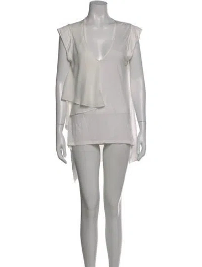 Pre-owned Halston Heritage V-neck Mini Dress In White