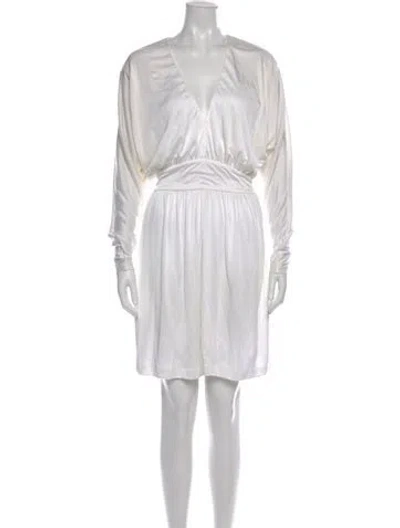 Pre-owned Halston Heritage V-neck Mini Dress In White