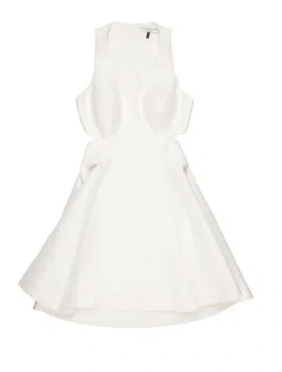 Pre-owned Halston Heritage V-neck Mini Dress In White