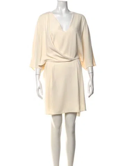 Pre-owned Halston Heritage V-neck Mini Dress In White