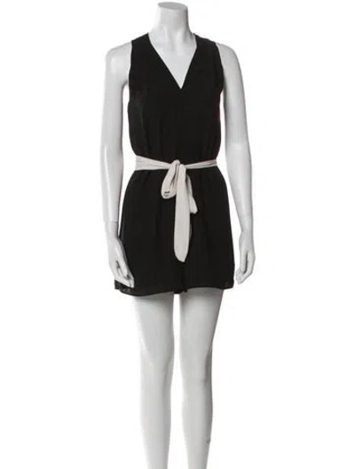 Pre-owned Halston Heritage V-neck Romper In Black