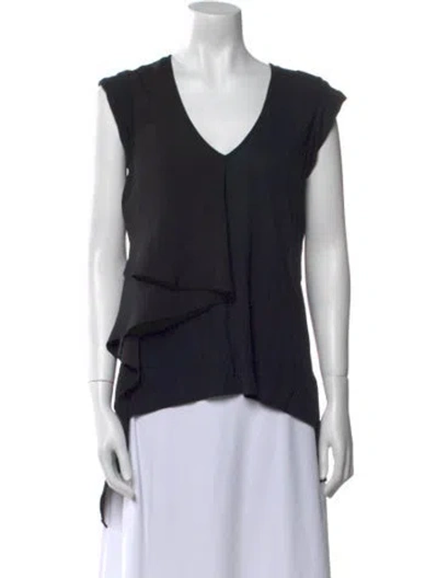 Pre-owned Halston Heritage V-neck Sleeveless Blouse In Black