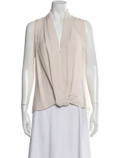 Pre-owned Halston Heritage V-neck Sleeveless Blouse In Neutral
