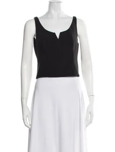 Pre-owned Halston Heritage V-neck Sleeveless Crop Top In Black