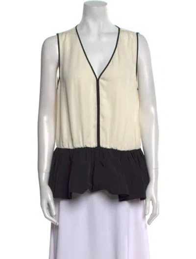 Pre-owned Halston Heritage V-neck Sleeveless Top In Black