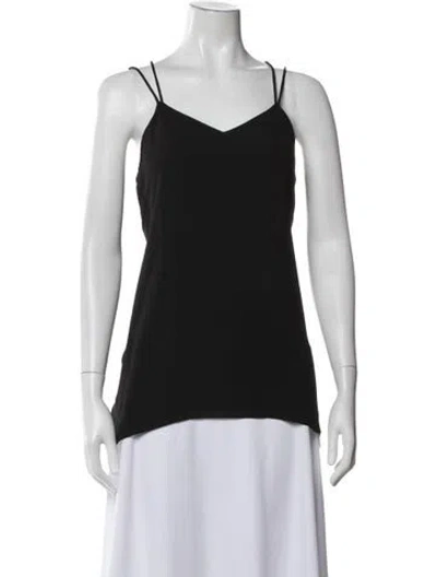 Pre-owned Halston Heritage V-neck Sleeveless Top In Black