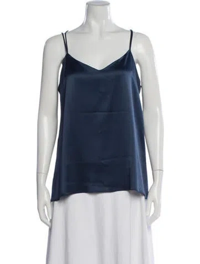 Pre-owned Halston Heritage V-neck Sleeveless Top In Blue