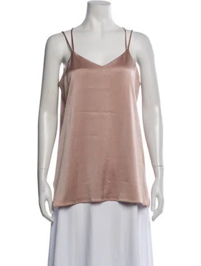 Pre-owned Halston Heritage V-neck Sleeveless Top In Metallic/pink