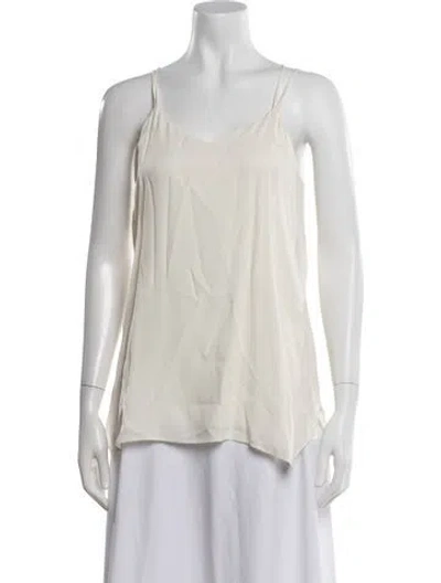 Pre-owned Halston Heritage V-neck Sleeveless Top In Neutral