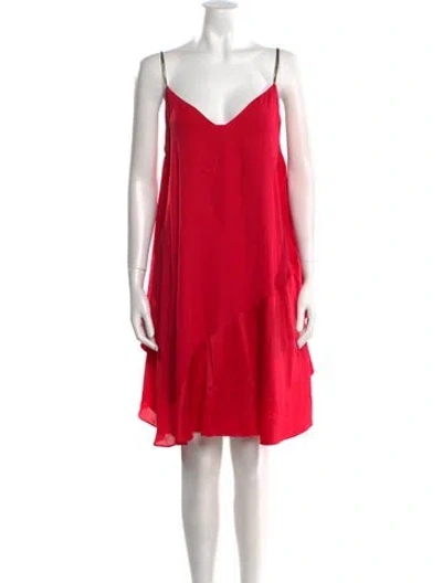 Pre-owned Halston Heritage V-neck Sleeveless Tunic In Red